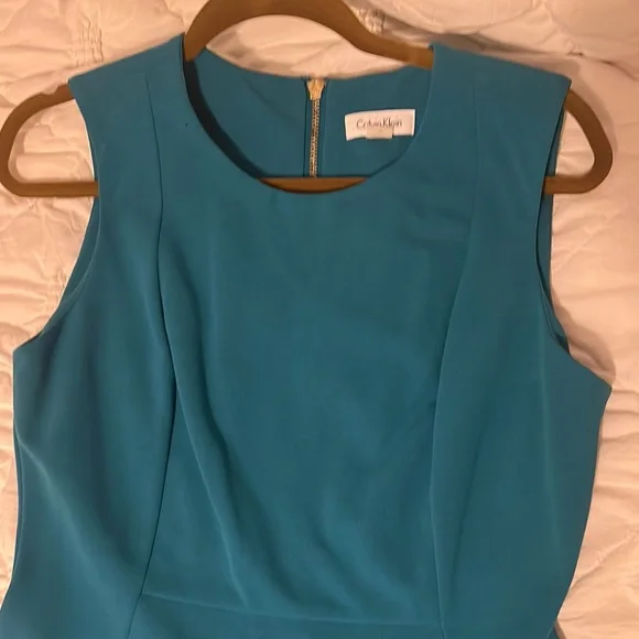 Calvin Klein Blue Sleeveless Sheath Dress for Work - Picture 2 of 5